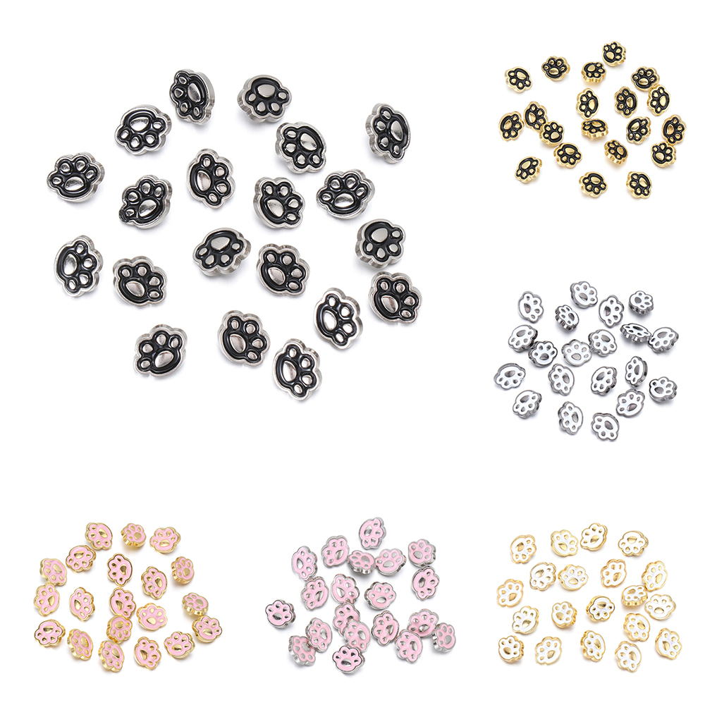 WEEHEJU33 20pcs Cute Girl Gift Dollhoues Miniature Decoration Craft Cat Paw Pattern Metal Buckles DIY Doll Clothes Mini Buttons Clothing Sewing Buckle