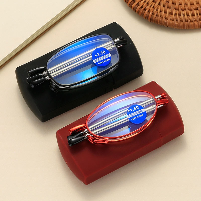 Kính đọc sách gấp gọn bằng hợp kim titan kính mắt siêu nhẹ nam nữ có thể gập lại kính chống ánh sáng xanh 1.0 1.5 2.0