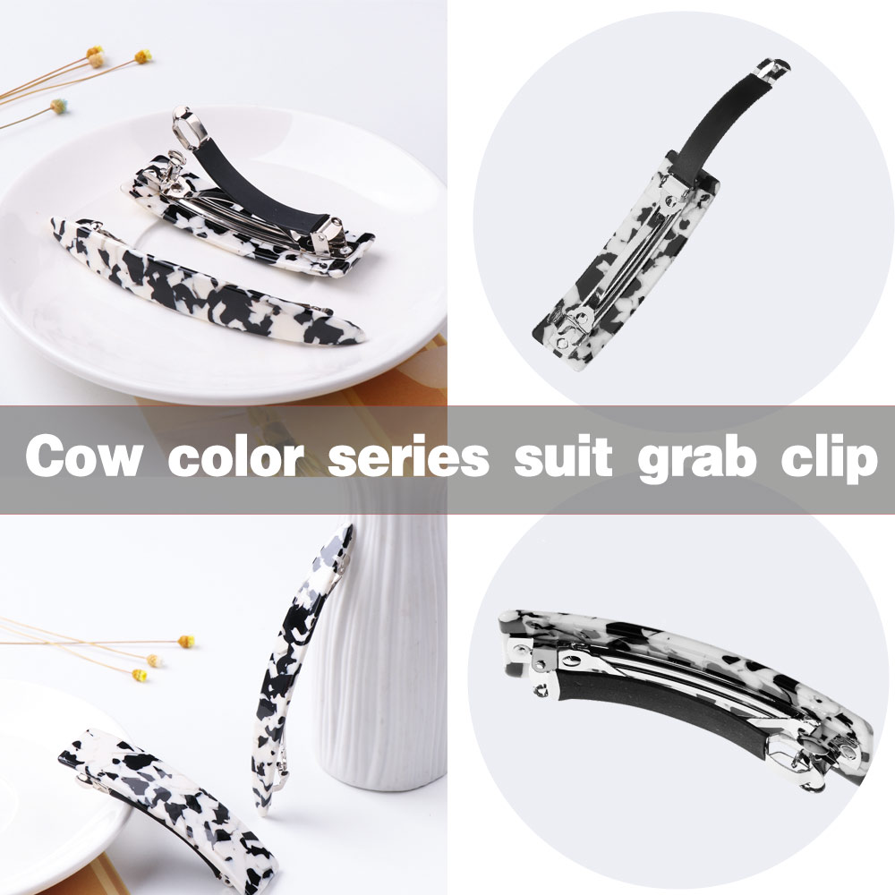 F8C503Y Hair Accessories Large Geometric Acrylic Milk Cow Color Hair Clamps Hair Claw Clip Metal Hairpins