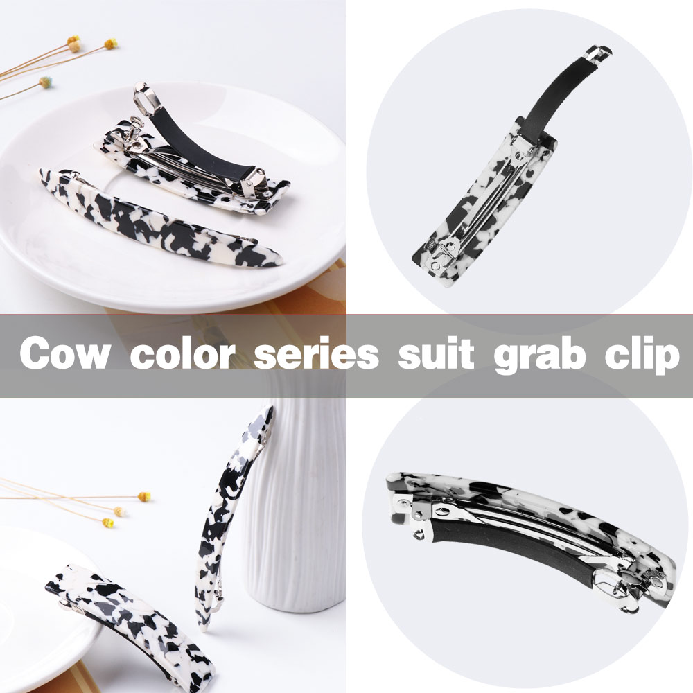 N33GVC3Q Women Girls Geometric Barrette Large Hair Claw Clip Milk Cow Color Metal Hairpins Hair Clamps