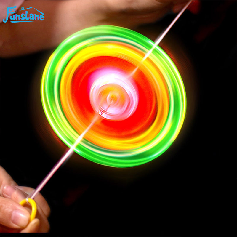 FunsLane Flashing Luminous Pull Line Flywheel Led Light Up Glow In The Dark Funny Toy For Kids