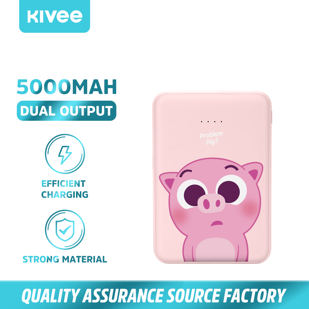 KIVEE power bank แบตสำรองพาเวอร์ 5000mAh แบงค์ ถูกๆ แท้100% Quick Charge สำหรับ iPhone VIVO HUAWEI Samsung Oppo พกพาสะดวกน่ารักเหมาะเป็นของขวัญของขวัญที่ดีท