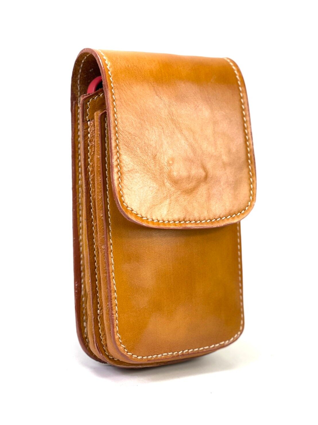 Chinatown Leather กระเป๋ามือถือหนังวัวแท้ร้อยเข็มขัด แนวตั้ง iphone 6-7-8 พลัสได้ 2 เครื่อง สีน้ำตาลเข้ม ดำ