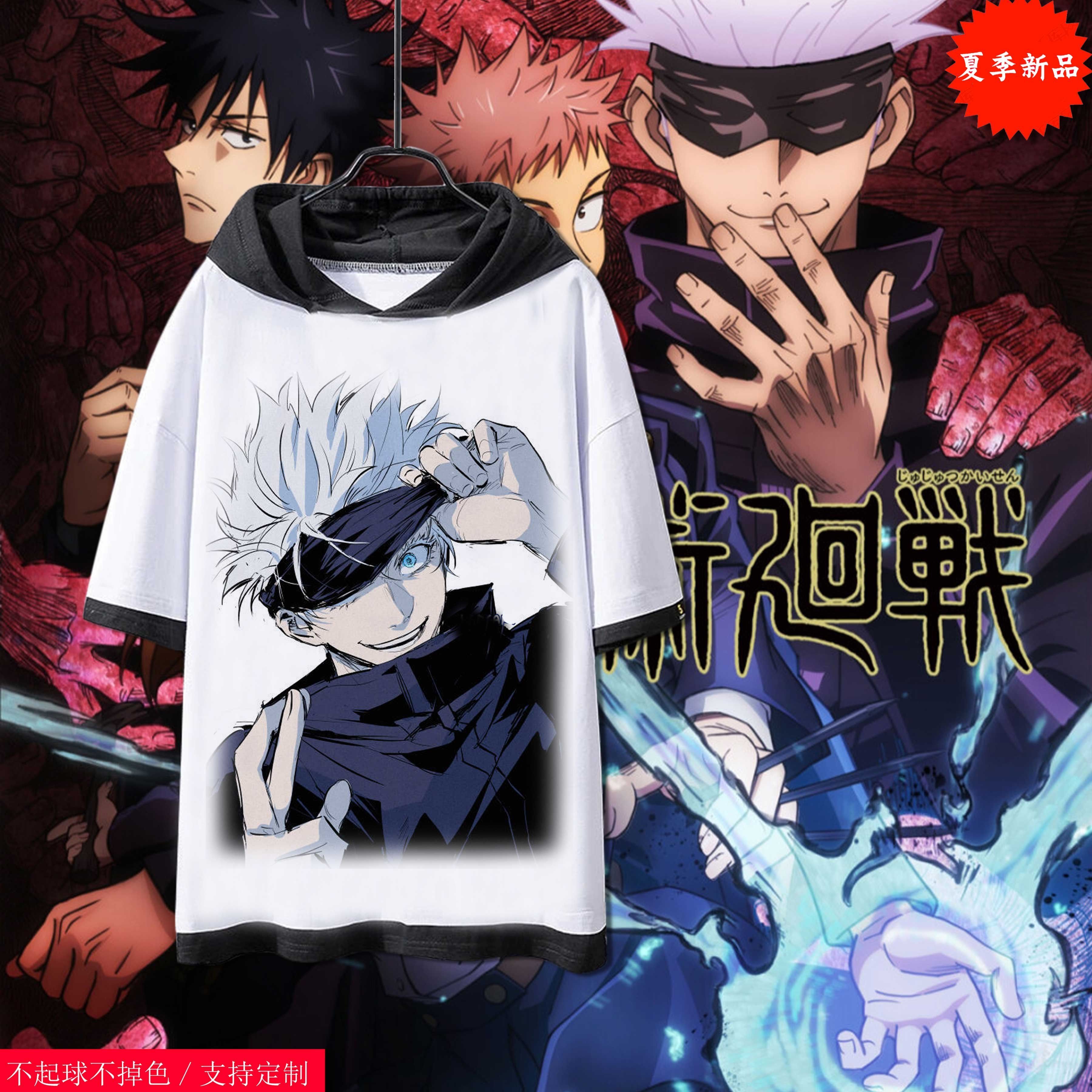 Jujutsu Kaisen ชุดคอสเพลย์ เสื้อยืดผู้ชาย ชุดมหาเวทย์ผนึกมาร Itadori Yuji Gojo Satoru Cosplay Costume Anime Shirt เสื้อผ้าแฟชั่น เสื้อยืดผูหญิง