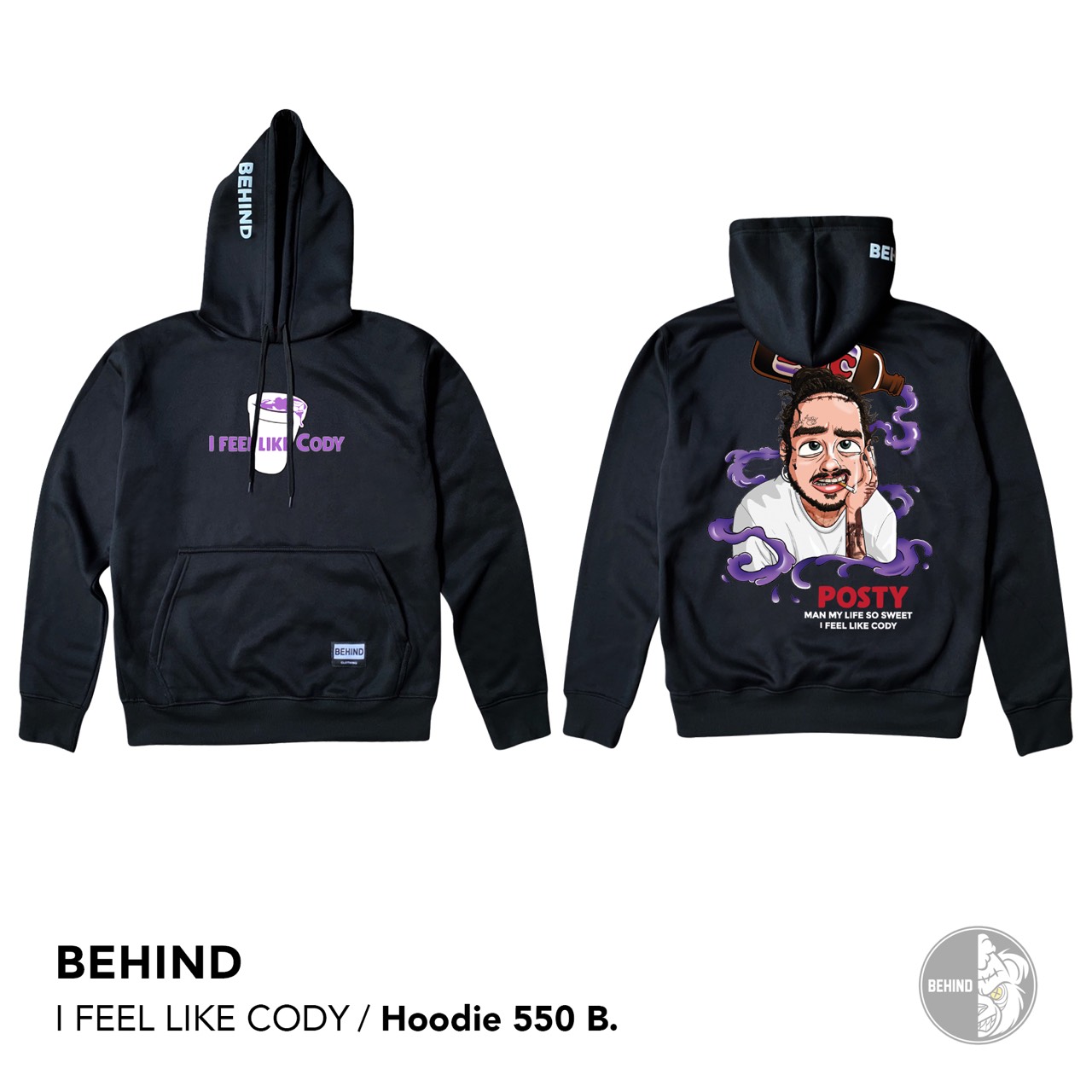 HOOD แบบสวม ผ้าสำลี แบรนด์ Behind ขนาด Free Size รอบอก 46 ยาว 28 นิ้ว