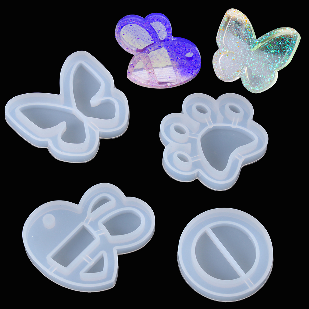 UC50A1ALX Butterfly UV Epoxy Jewelry Making Tools Crystal Pendant Shaker Resin Mold Hanging Tags Quicksand Silicone Mould Key Chain Molds