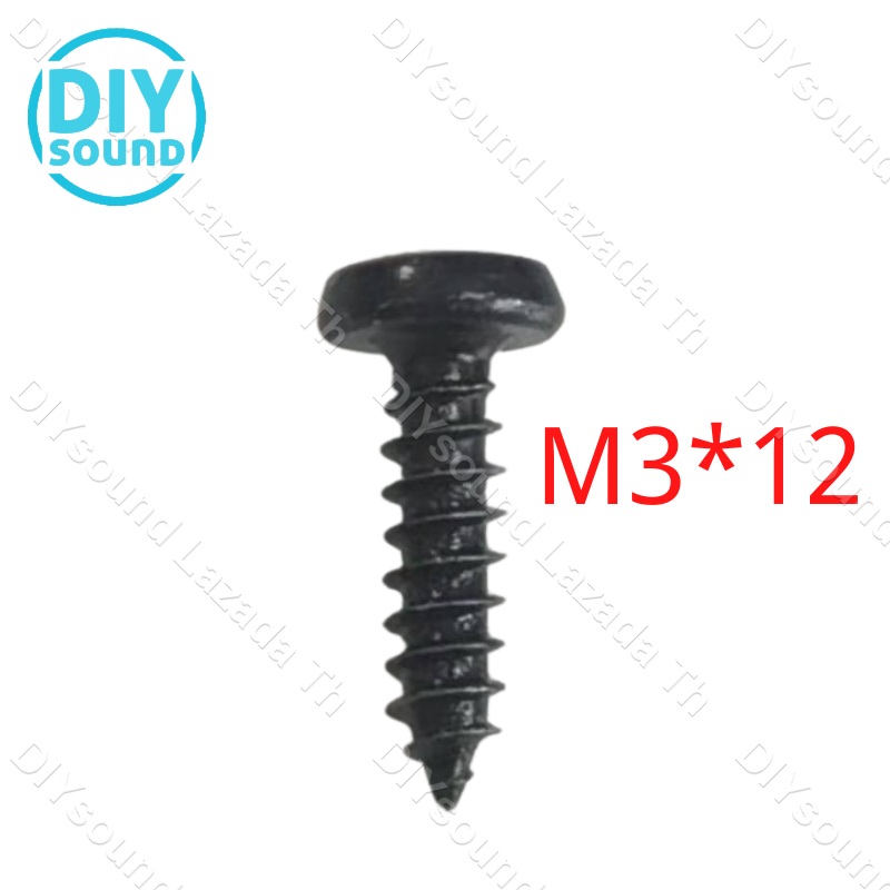 DIYsound 1pcs น็อตยึดดอกลำโพง ไซส์ M3*12mm หัวร่ม ชุบดำอย่างดี ไม่ขึ้นสนิม น็อตสกรู เกลียวปล่อย