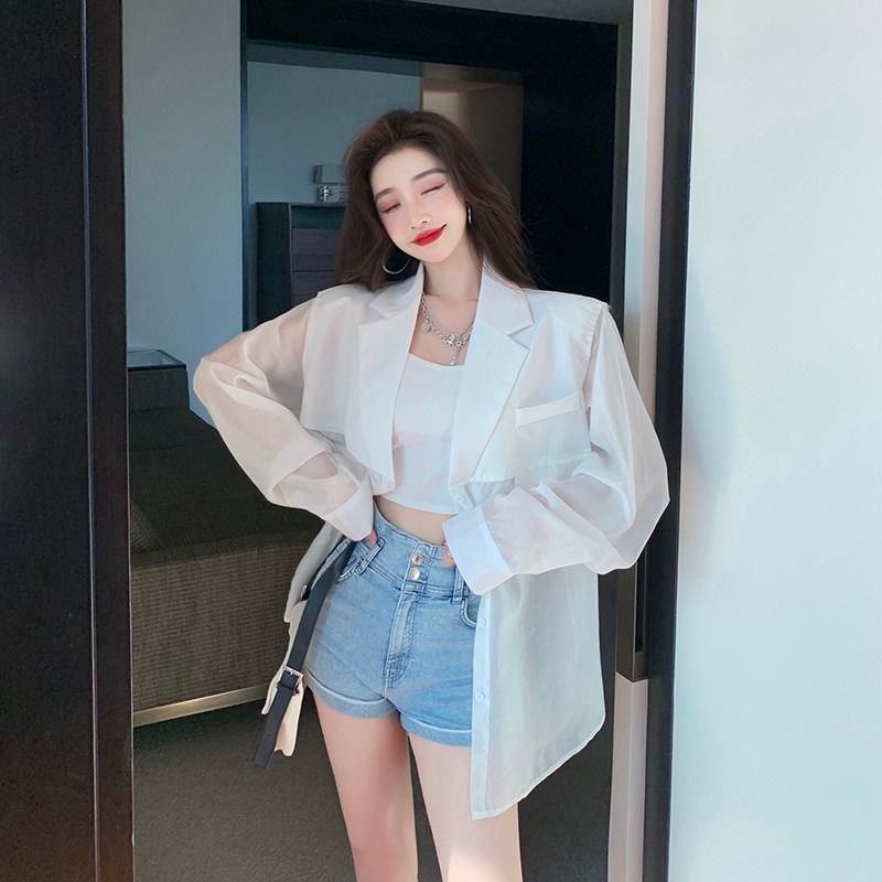Áo Blazer chống nắng tay áo dài rộng Mới Mùa Hè mỏng thoáng khí mùa xuân Bộ đồ thường ngày nữ tính