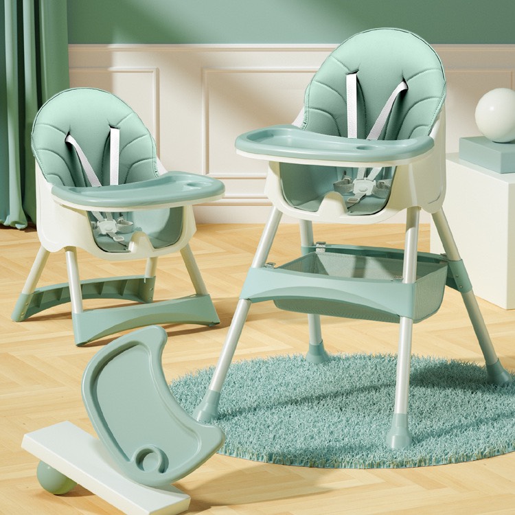 เก้าอี้กินข้าวเด็ก มีล้อเลื่อน Baby Dining Chair ฟรี เบาะหนังตามสี+ถาดรองอาหาร