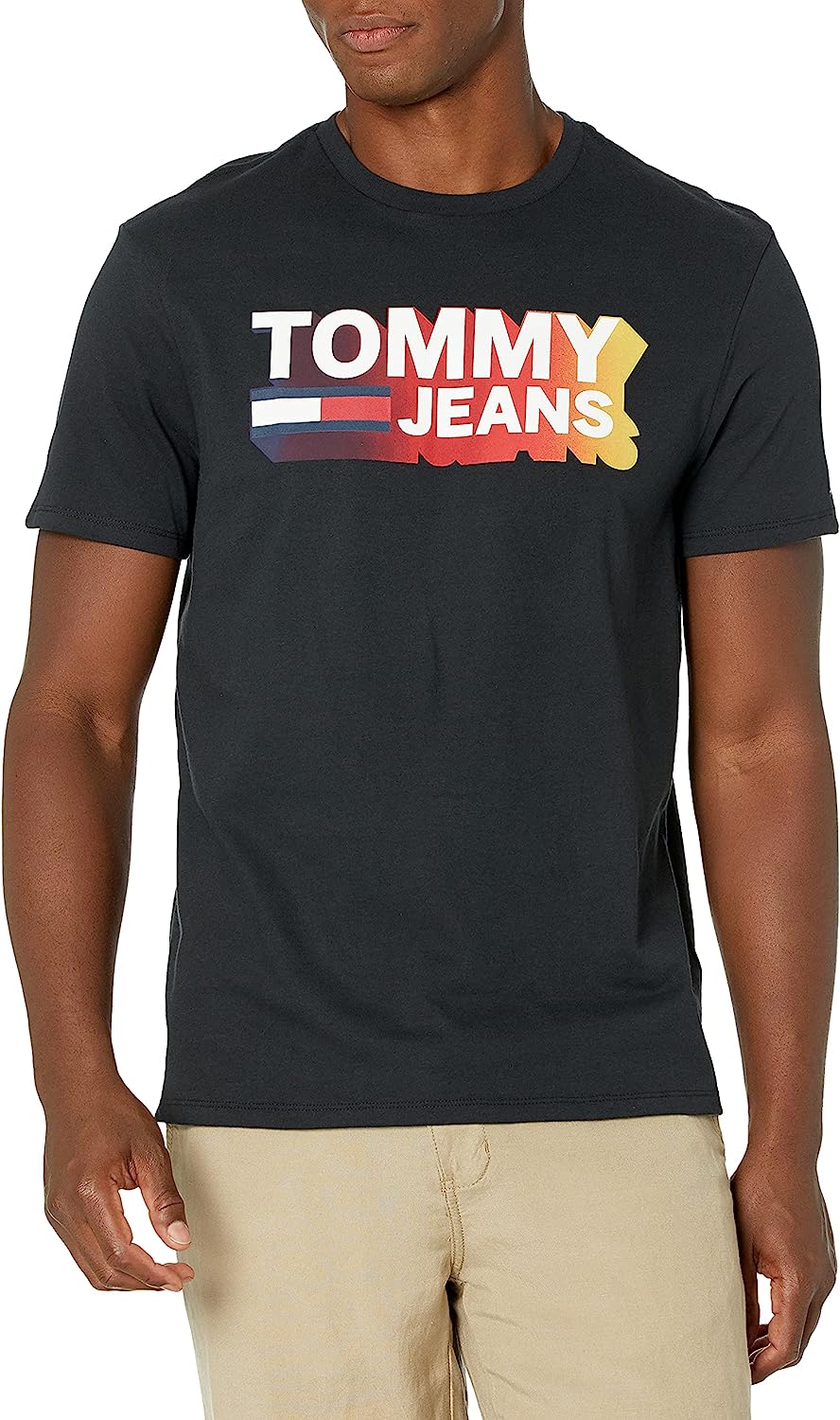 Mens Tommy Jeans Logo Tshirt Jet Black Md