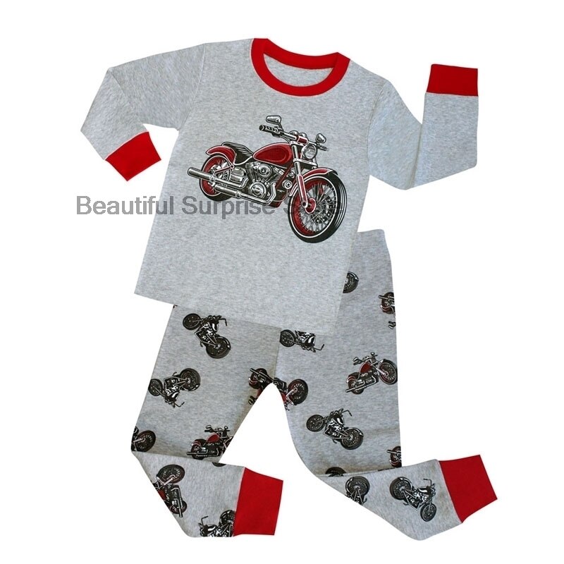 ZZOOI Children Pajamas Boys Motorcycle Cotton Clothes Pants Set Cartoon Sleepwear Kids Pajamas Toddler Baby Outfits Child Pyjama ราคา 359 บาท*ส่งฟรี