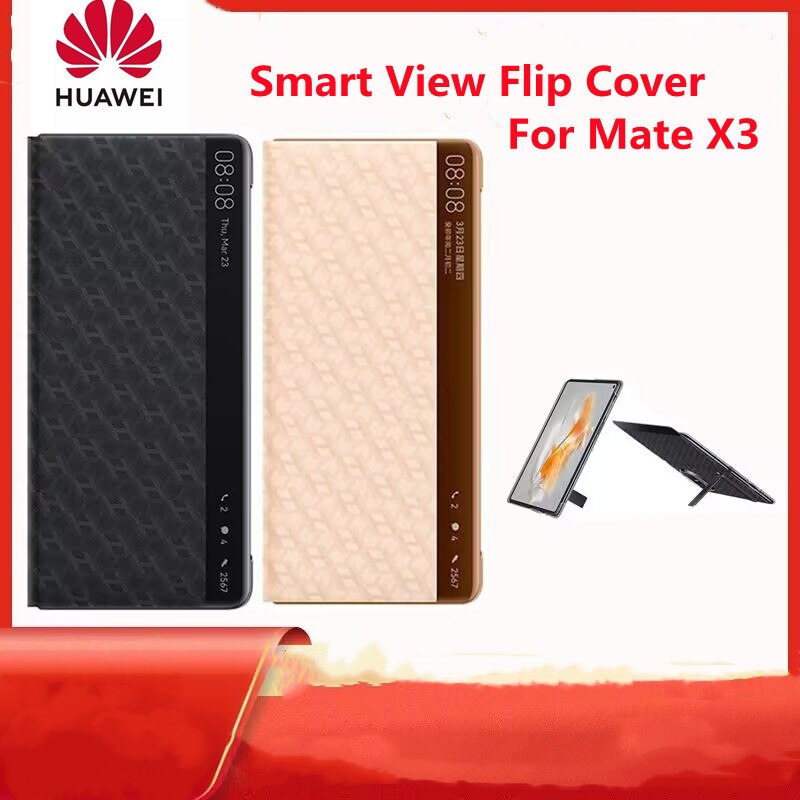 Smart View Case For Huawei Mate X3 Auto Sleep Wake Up Flip Cover Luxury Leather Phone Shell+Kickstand For Mate X3 Case