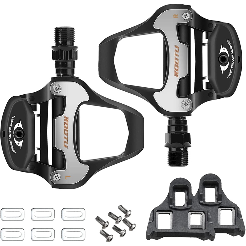 KOOTU Road Bike Pedals, Ultralight Pedals with Aluminum Alloy 9/16 inch Clipless Pedals Compatible for Look Keo