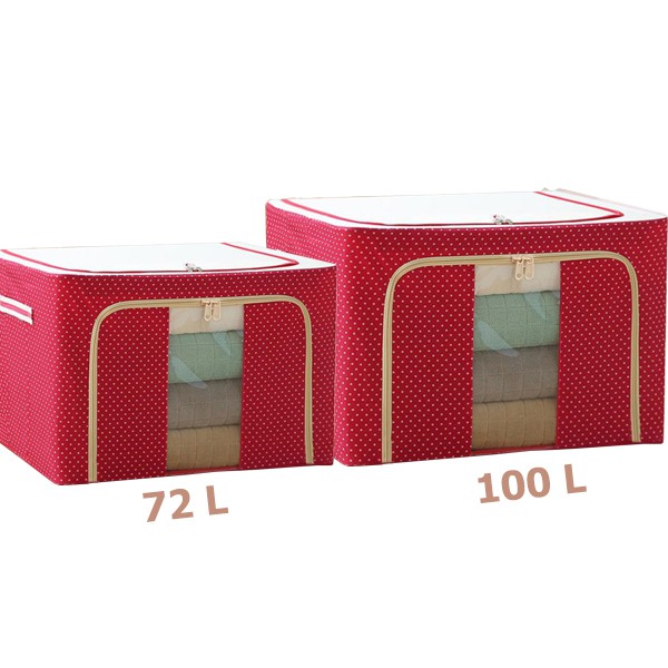 #H082 กล่องเก็บของ มี 2 ขนาด กล่องพับ ความจุ 72ลิตร และ 100ลิตร กล่องผ้า พับได้ มีโครงเหล็ก มีซิปเปิด-ปิด 2 ด้าน (3 สี)