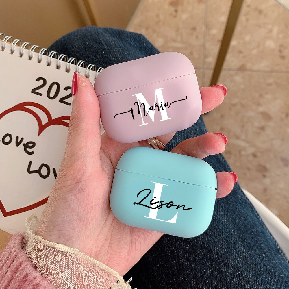 Customize for Airpods 2 Case Cute Name Initials Letter For Air Pod Silicone  Luxury Cover Funda Airpods Case Earphone Accessories - AliExpress