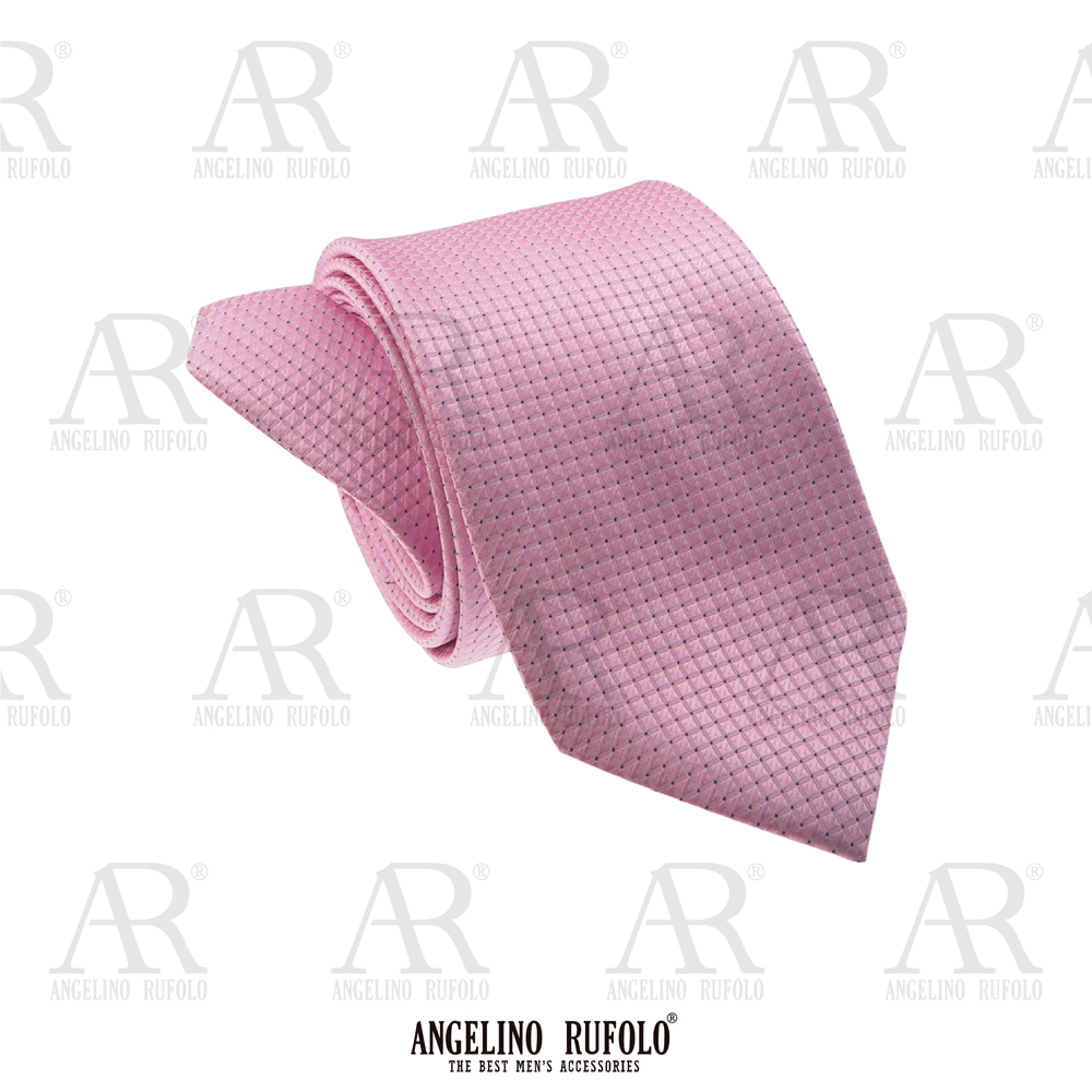 ANGELINO RUFOLO Necktie(เนคไท) ผ้าไหมทออิตาลี่คุณภาพเยี่ยม ดีไซน์ Dot Pattern สีแดง/สีเทาเข้ม/สีชมพู/สีฟ้า