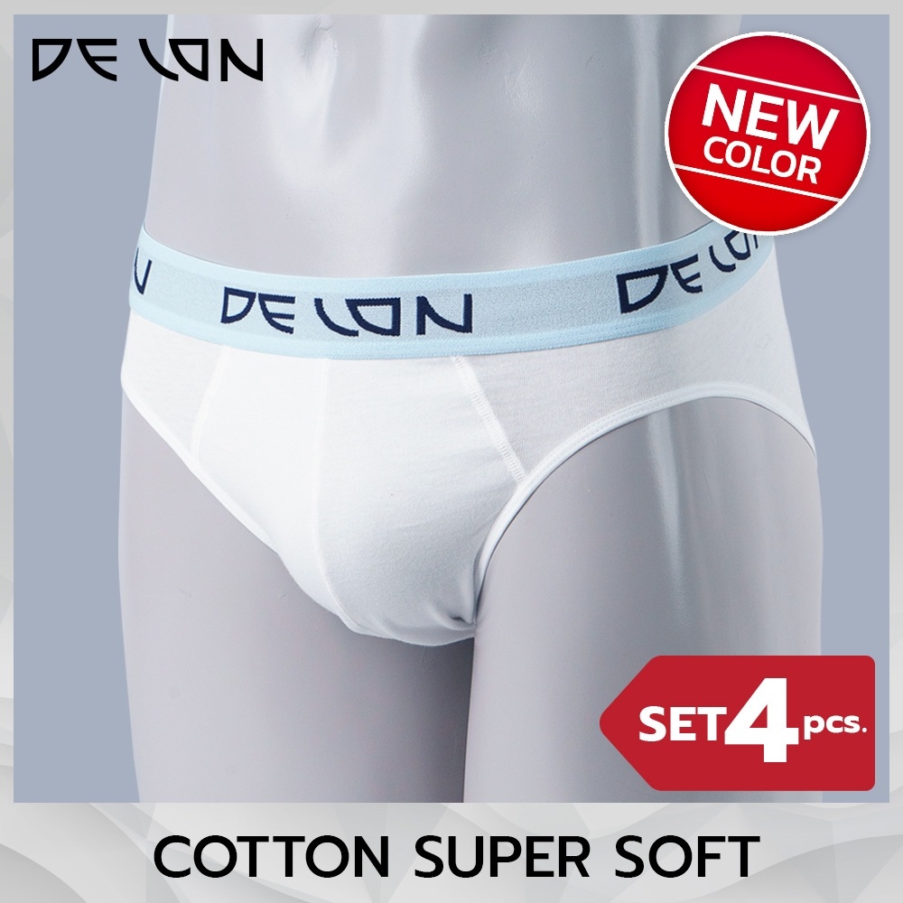DELON : Super Soft :4 ตัว กางเกงในชาย ทรง บิกินนี่ ผ้าคอตตอน Super soft แพค 4 ตัว รุ่น AU53001