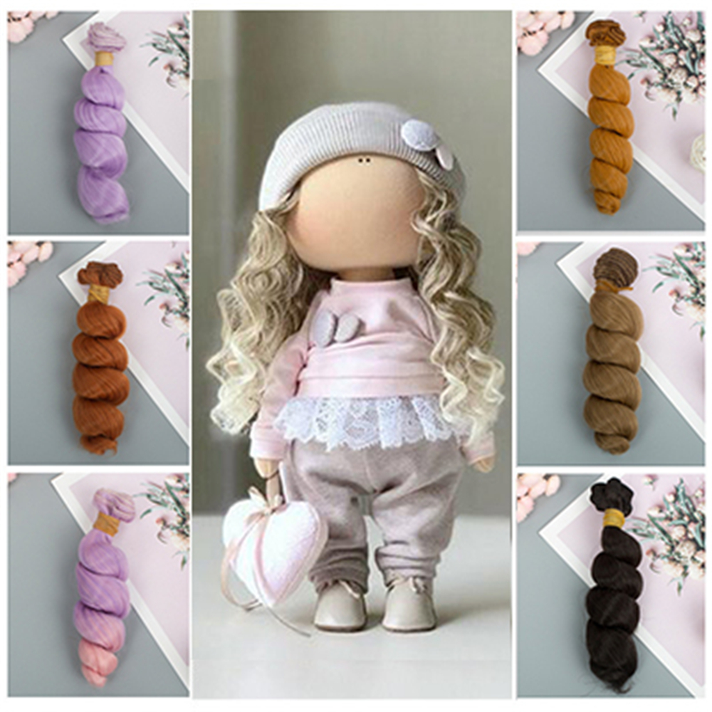 SEEDINGS 15100cm DIY Accessories Mini Tresses High-Temperature Curly Wigs Toy Toupee Doll Hair Screw Periwig