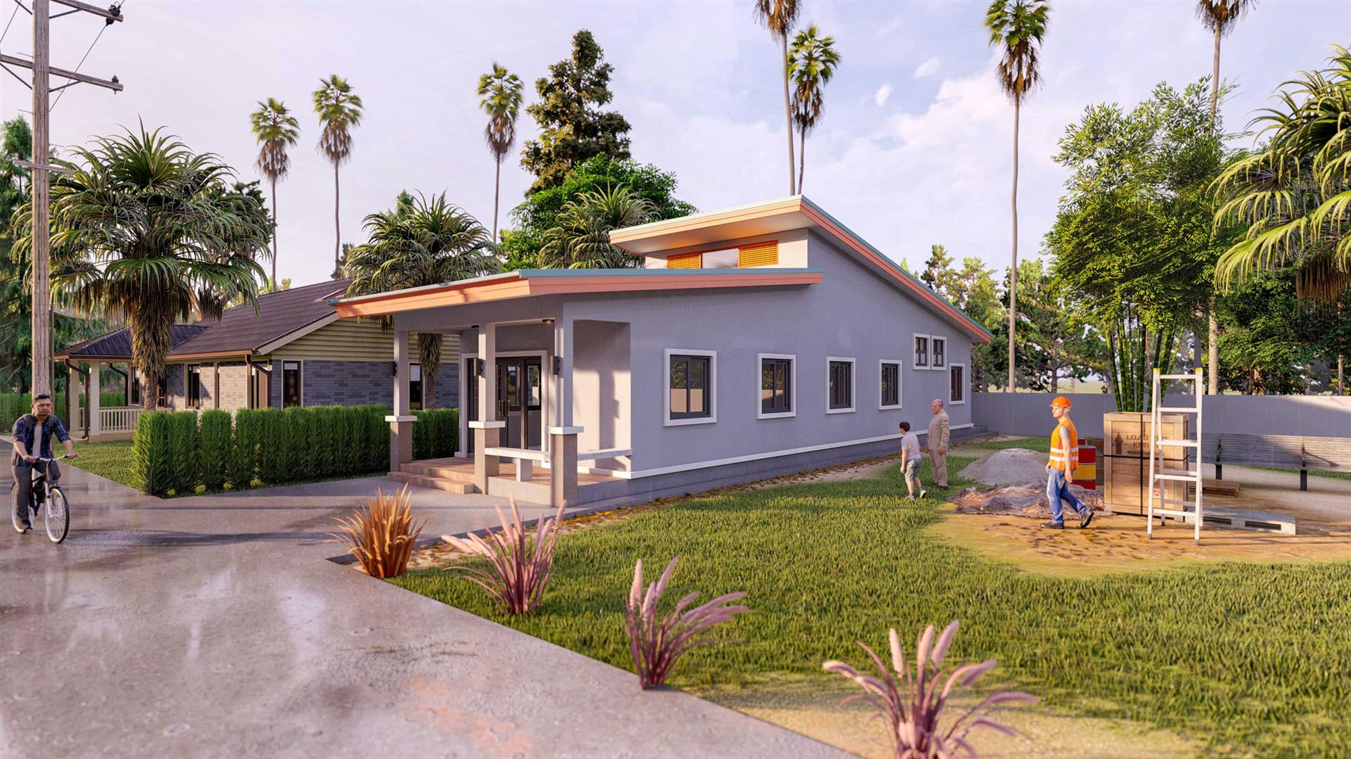 แบบบ้านเกษตรสองพี่น้องบ้านชั้นเดียวบนดินแคบ BluePrint-0141