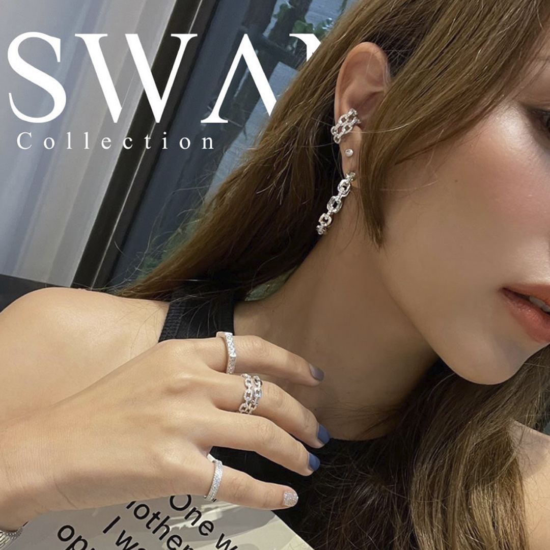 SWAN - Chain Hoop Earring ต่างหูเงินแท้ ต่างหูห่วง ต่างหูดีไซน์โซ่ ฝังเพชร cubic zirconia คิวบิกเซอร์โคเนีย ราคา 2,790 บาท*ส่งฟรี