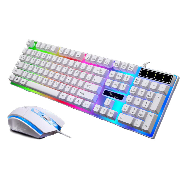 คีย์บอร์ด คีบอร์ดเกมมิ่ง แป้นพิมพ์ แป้นพิมพ์เกมGaming Keyboard with Mouse Backlight กับ LED RGB keycaps สีสันสดใสคีย์บอร์ด Gamer คีย์บอร์ด gaming