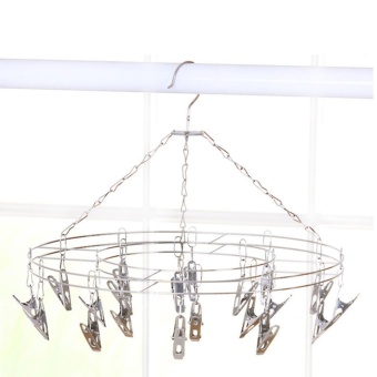 20 Clips Hanging Rack Non-Slip Metal Hanging Drying Rack Laundry Drip Hanger - intl