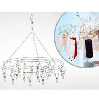 ราวตากผ้า ที่ตากผ้า ที่หนีบผ้า สแตนเลส ทรงกลม แบบ 20 ตัวหนีบ Round Stainless Steel Hanger