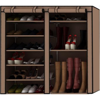 ชั้นวางรองเท้า 6 ชั้น Shoe Rack 6ชั้น 2ช้อง+ ผ้าคลุม (สีน้ำตาล) แข็งแรงทนทาน ชั้นวางรองเท้า 6 ชั้น Shoe Rack 6ชั้น 2ช้อง+ ผ้าคลุม (สีน้ำตาล) แข็งแรงทนทาน