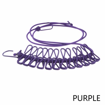 Fancyqube 180cm Stretch Clothesline Rope Windproof Clothes Line Hanger
with 12pcs Pegs Clips Purple - intl