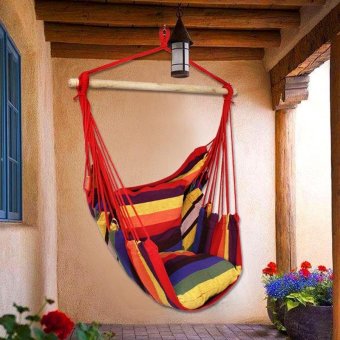 Home Outdoor Cotton Rope Hammock Chair Sofa Porch Swing Multicolor - intl Home Outdoor Cotton Rope Hammock Chair Sofa Porch Swing Multicolor - intl