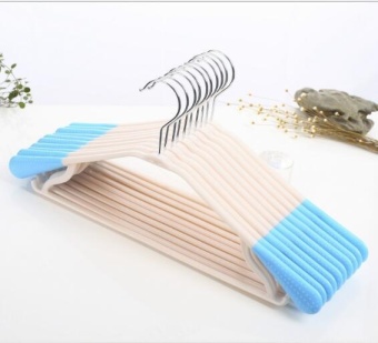 Leyi 10 Pcs Adult seamless wide shoulder plastic antiskid clothes hanger green - intl