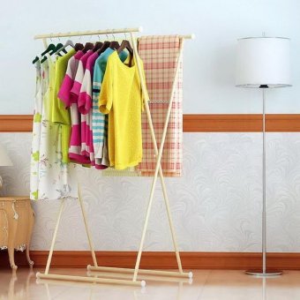 Nane ราวตากผ้าแบบ X พับเก็บได้ ประหยัดพื้นที่ ไซส์L 74x76x143.5cm (สีเหลืองอ่อน)