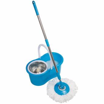 Spin Mop ชุดถังปั่นม๊อบสแตนเลส พร้อมไม้ม๊อบและผ้าม๊อบ 2 ผืนรุ่น Eco (สีฟ้า)