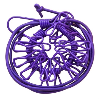 VORSTEK Creative Portable Multifunctional Drying Rack with 12 Pcs Clips Cloth Hangers Steel Clothes Line Pegs - Purple - intl
