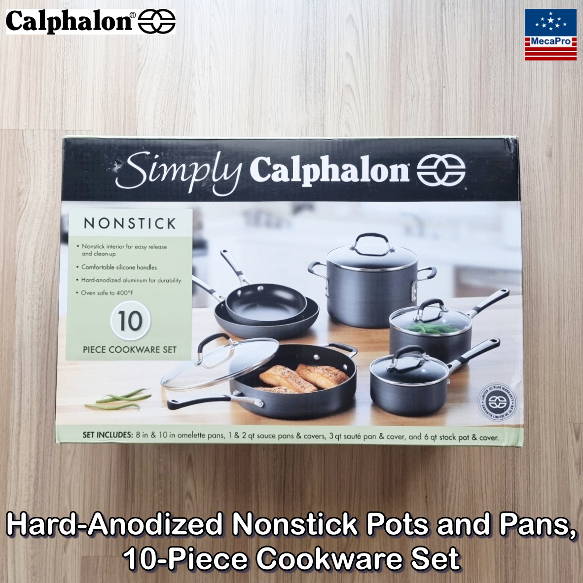 Simply Calphalon® Hard-Anodized Nonstick Pots and Pans, 10-Piece Cookware Set คาลฟาลอน ชุดเครื่องครัว 10 ชิ้น กระทะ & หม้อ ฮาร์ดอโนไดซ์ เคลือบนอนสติ๊ก ราคา 24,795 บาท*ส่งฟรี