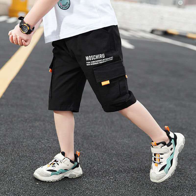 กางเกงขาสั้นสำหรับเด็กผู้ชายฤดูร้อนกางเกงสไตล์ตะวันตกสำหรับเด็กกางเกงขาห้าส่วนแบบสบาย ๆ