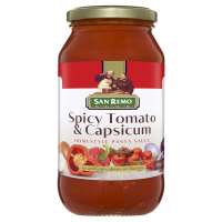 San Remo Spicy Tomato & Capsicum Pasta Sauce ซานรีโม่สไปซี่โทเมโท้ แอนด์ แคปซิคั่ม พาสต้าซอส ขนาด 500 กรัม (0611)