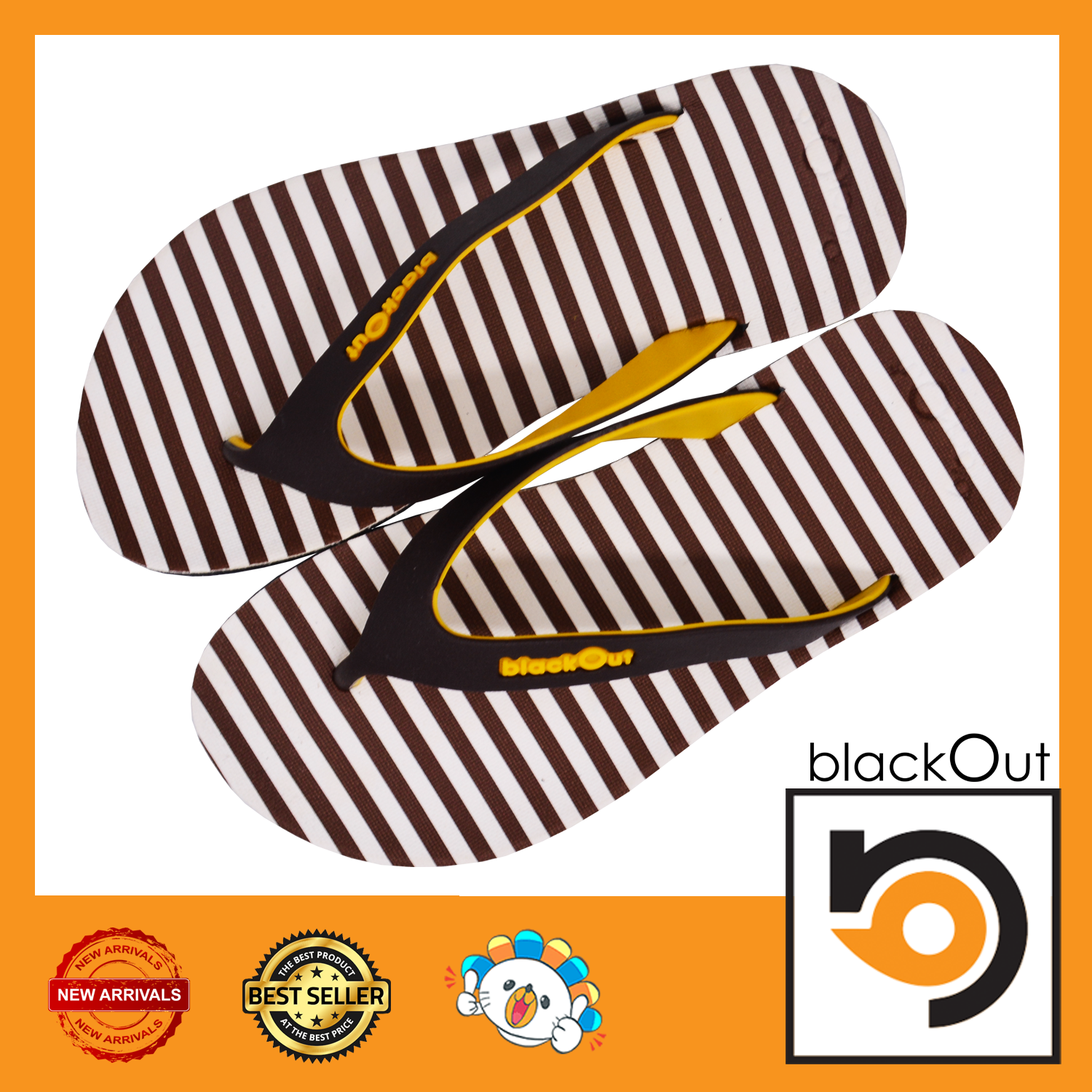 Blackout Flipper / แตะหนีบขวางเล็กน้ำตาล(หูน้ำตาลเหลือง) ราคา 252 บาท*ส่งฟรี