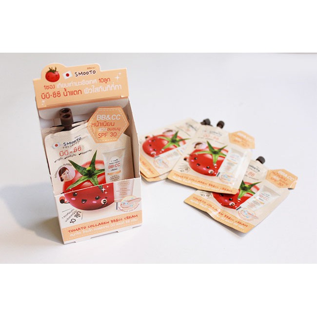 ??1กล่อง160บ??Smooto Tomato Collagen BB CC Cream สมูทโตะ โทเมโท่ คอลลาเจน บีบี แอนด์ ซีซี ครีม(สูตรใหม่)
