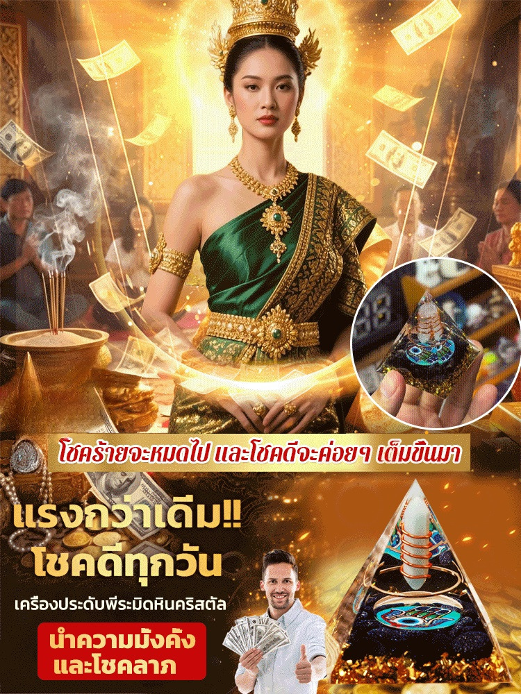 พีระมิดคริสตัล แก้วใส สวยงาม ของตกแต่งเฟิงสุ่ย เครื่องรางนำโชค ขับไล่เคราะห์ ปัดเป่าเคราะห์ ตกแต่งบ้าน สิ่งมงคล ของขวัญ