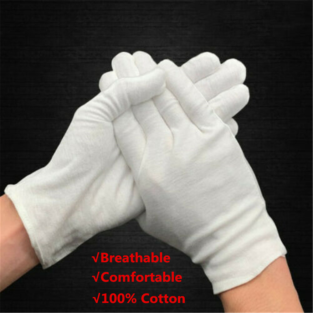 QJZN6F8XJ 12 Pairs New Hot Moisturising Beauty Magician Comfortable Etiquette Gloves White Gloves Work 100% Cotton