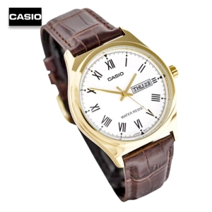 ภาพหน้าปกสินค้าVelashop นาฬิกาข้อมือผู้ชาย Casio Standard  สายหนังสีน้ำตาล/หน้าขาว  รุ่น MTP-V006GL-7BUDF, MTP-V006GL-7B, MTP-V006GL ซึ่งคุณอาจชอบสินค้านี้