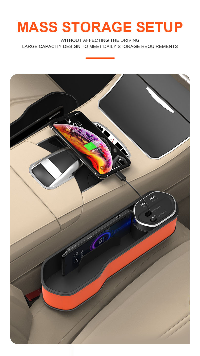ภาพประกอบของ XiaoZhchu storage box in car, model don't use quick charger cable Apple htc2 cable + type