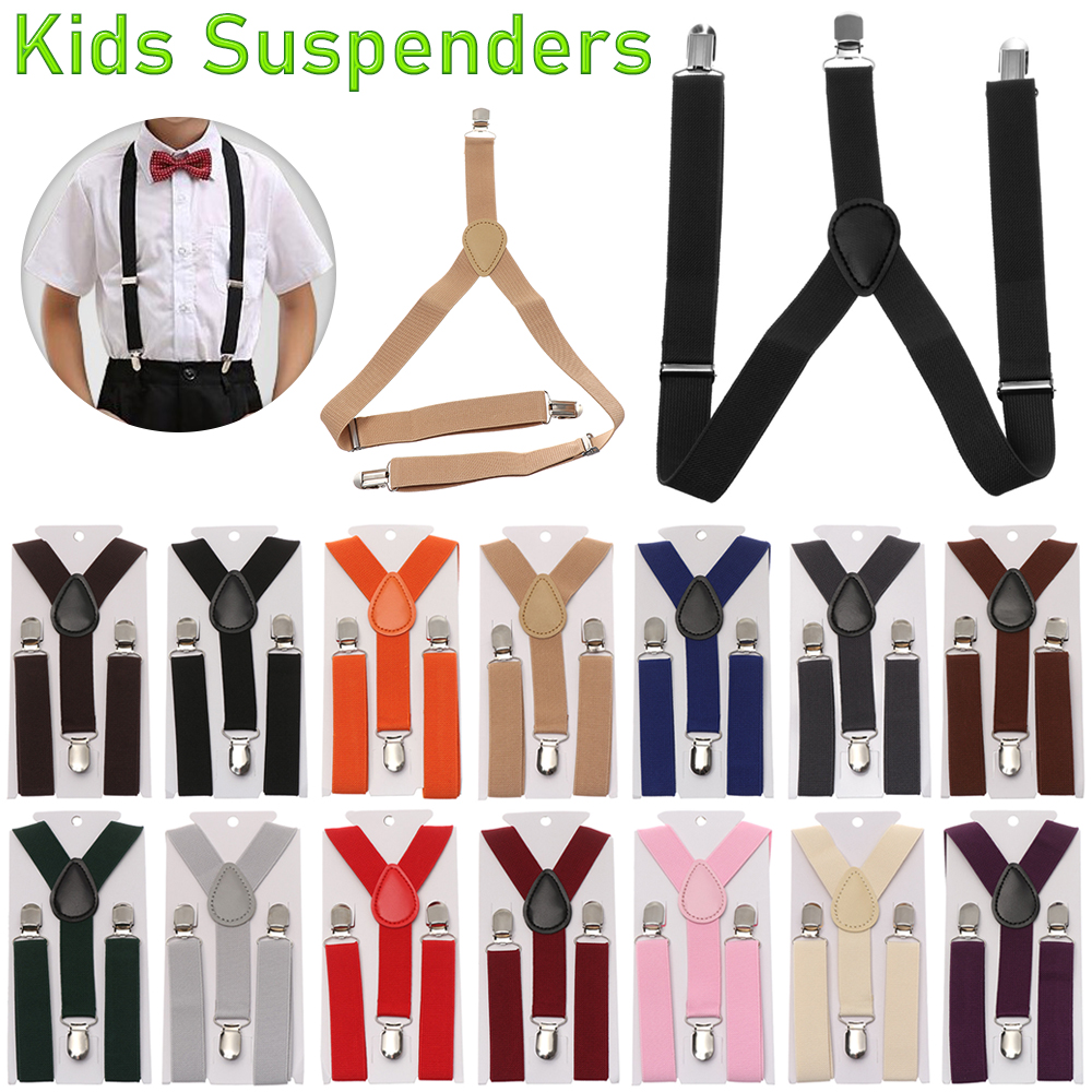 CBT 1Pc ของขวัญใหม่แฟชั่นเด็กน่ารักยืดหยุ่นวงเล็บเด็ก Suspenders สีทึบสายรัดปรับได้คลิป