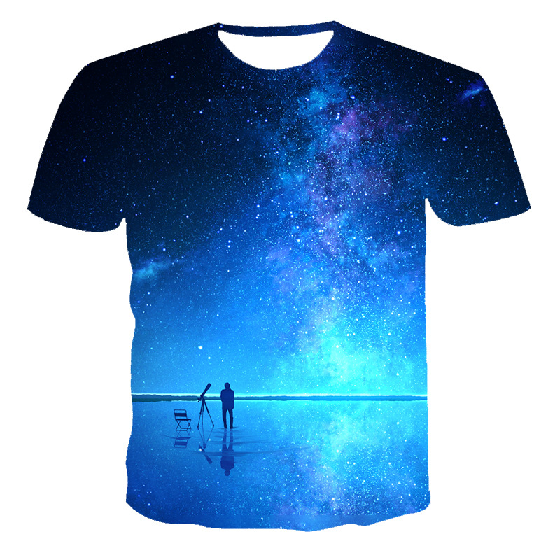 Manufacturers Spot 3DDigital Starry Sky Printed LeisureTT-shirt Customizable Advertising Shirt T-shirt Overalls