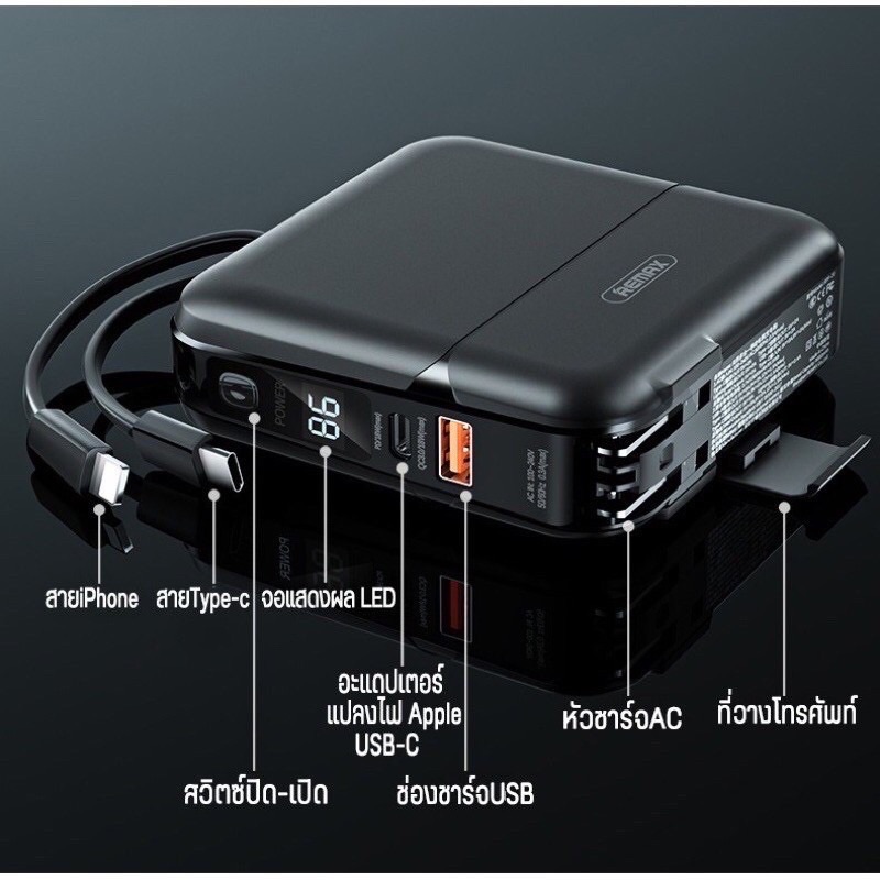 REMAX RPP-20 Power Bank แบตสำรอง ความจุ 15000mAh มีช่อง Type-C To Lightning rpp20 ชาร์จเร็ว รองรับระบบชาร์จเร็ว PD+QC3.0