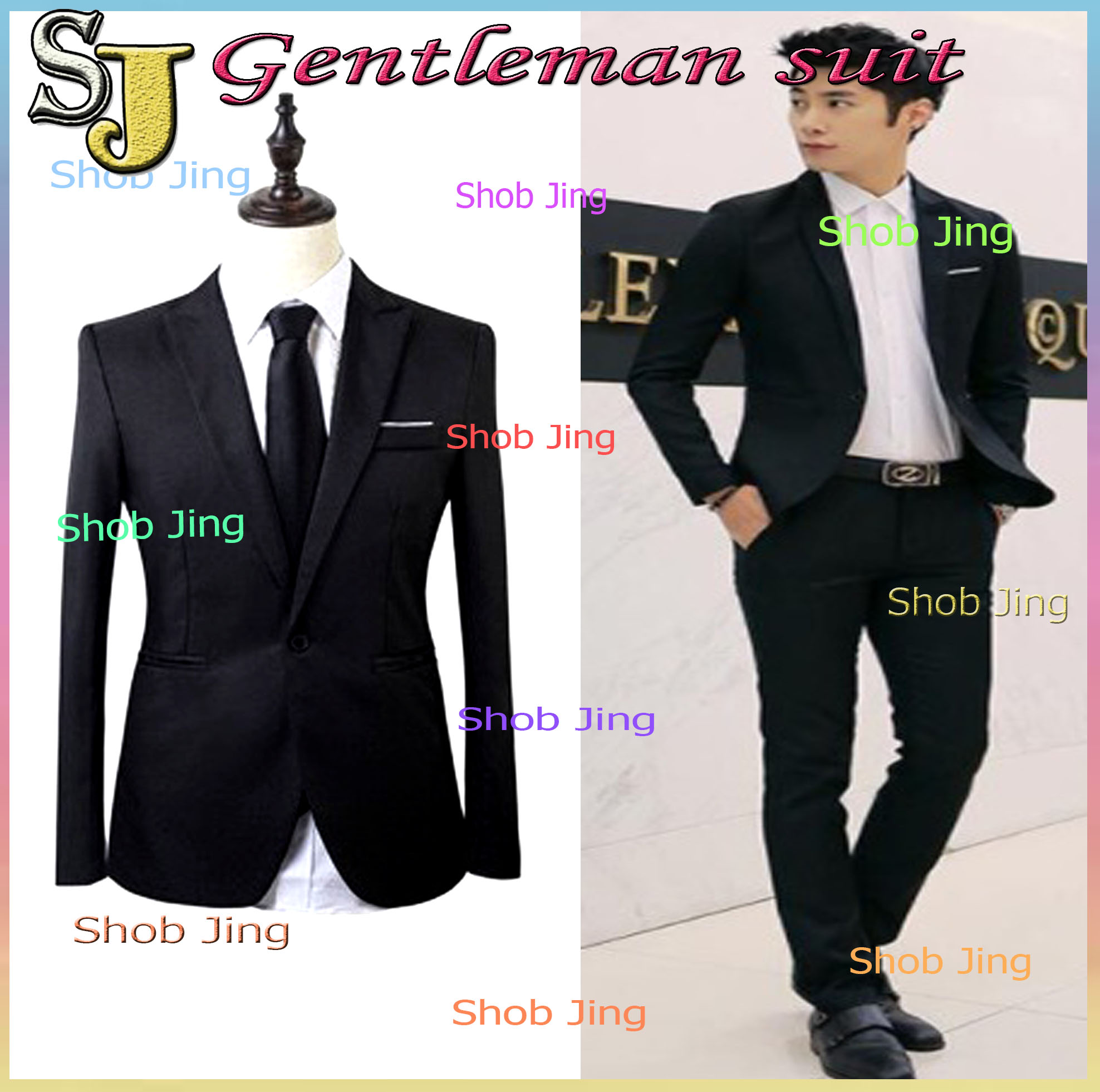 ชุดสูทผู้ชาย2ชิ้นเสื้อสูท+กางเกงเนื้อผ้าบางเหมาะแต่งงาน เหมาะกับนักธุรกิจ สูทชุด2ชิ้นสไตล์เกาหลี สูทเสื้อผ้าผู้ชายลำลอง ชุดสูท