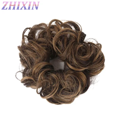 Zhixin Synthetic Fiber Curly Chignon Fake Hair Extension Bun Wig Hairpiece for Women (10)