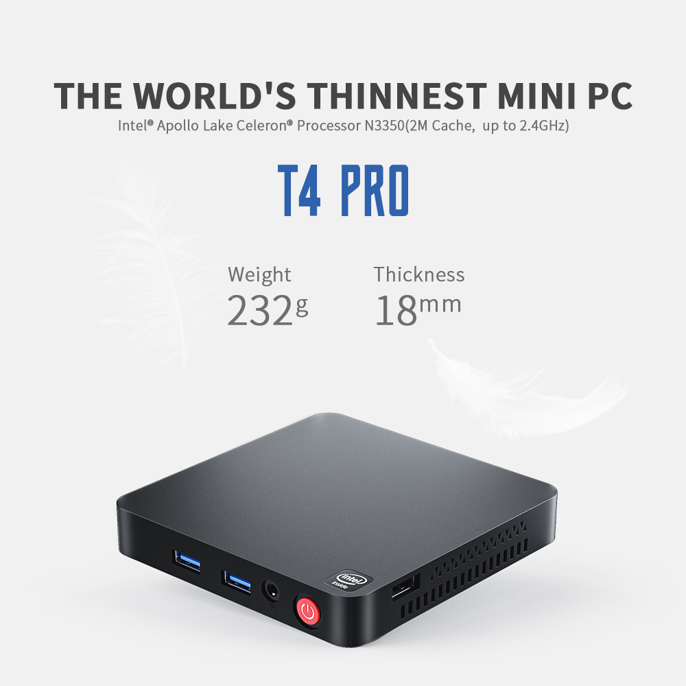 ภาพประกอบของ ใหม่ T4 PRO มินิพีซี Mini PC 4GB + 64GB Intel Celeron N3350 Dual-Core Blth 2.4G/5G WIFI Dual HDMI รองรับ 4K จอแสดงผล Gigabit Internet Mini Computer
