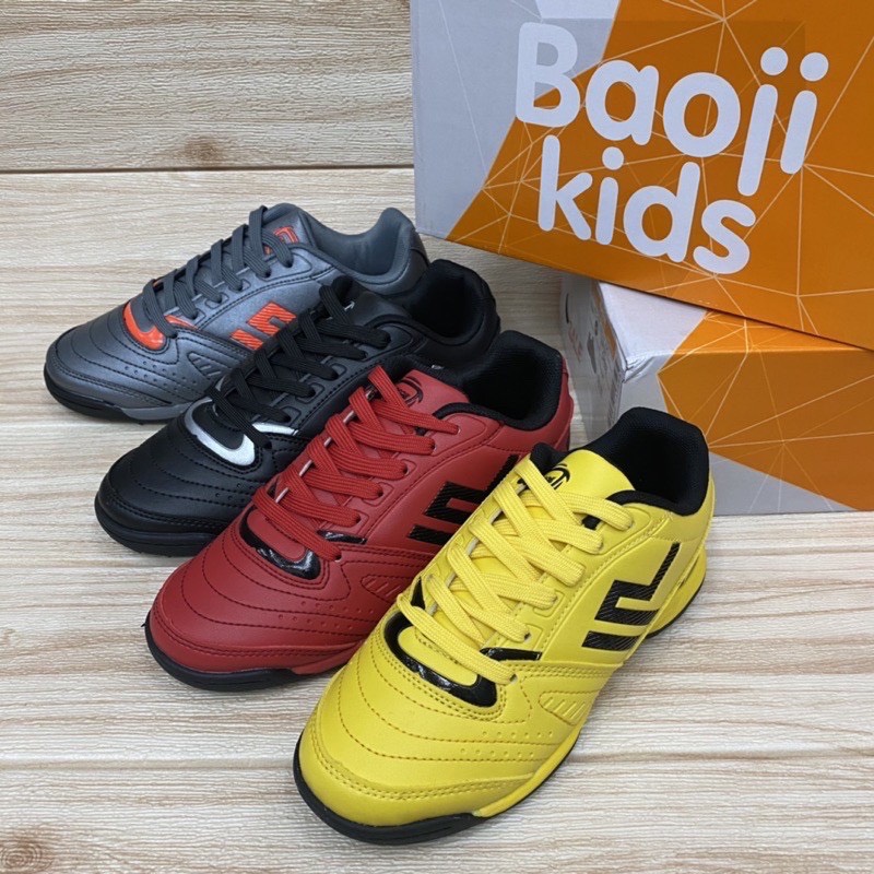 Baoji Kids GH 866รองเท้าฟุตซอลเด็ก (31-36) สีดำ/แดง/เหลือง/เทา